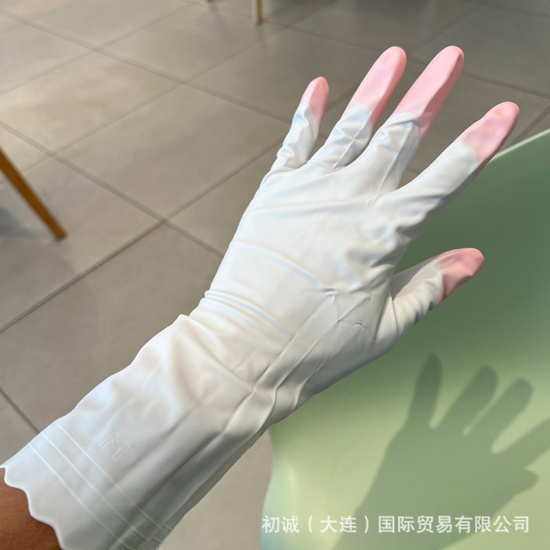 日本輸入STひよこ樹脂ゴム家事防水皿洗いミディアムロング丈夫清潔手袋春夏秋用|undefined