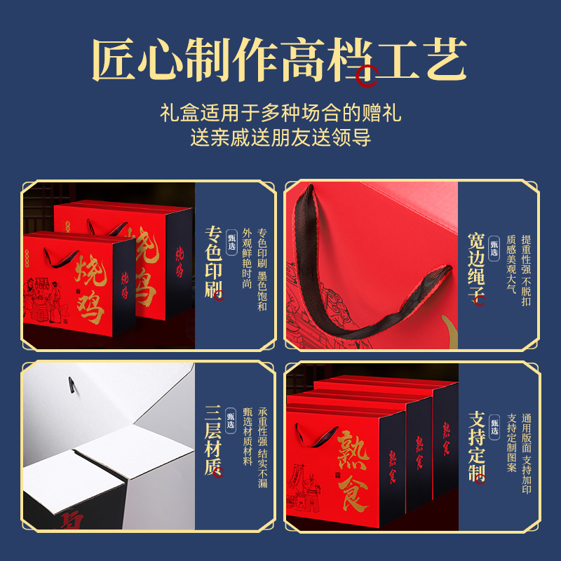 Caja de embalaje de bocadillos de sabor marinado, caja de regalo de pato, caja de regalo de carne marinada, caja vacía de embalaje de alimentos cocinados, caja de cartón personalizada