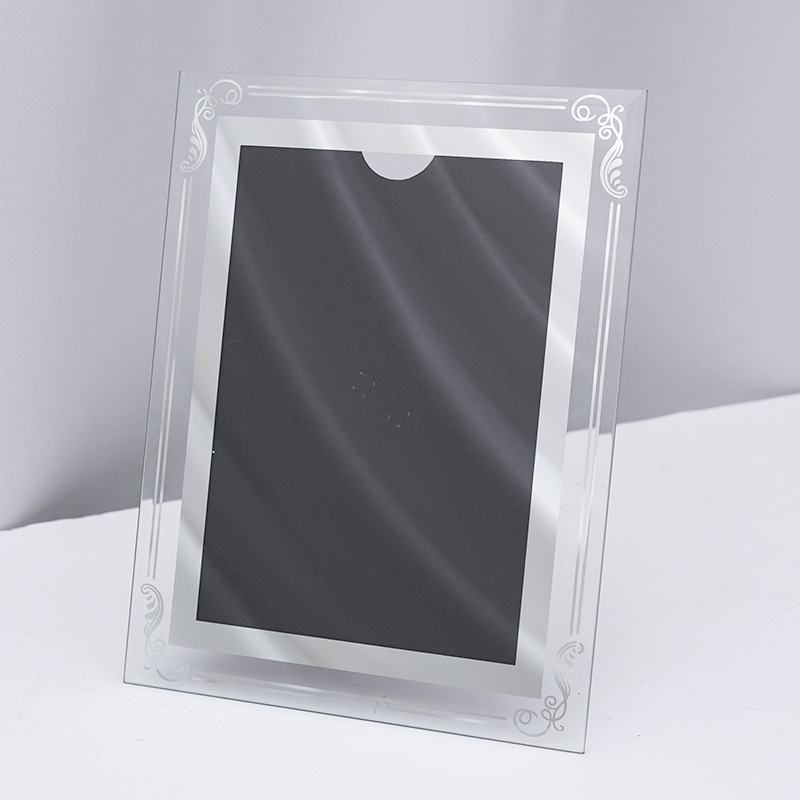 Marco de fotos de cristal transparente - Para fotos de bebés (cumplimiento de un mes) y recién nacidos, marco hueco de cristal, decoración de escritorio para fotos de boda