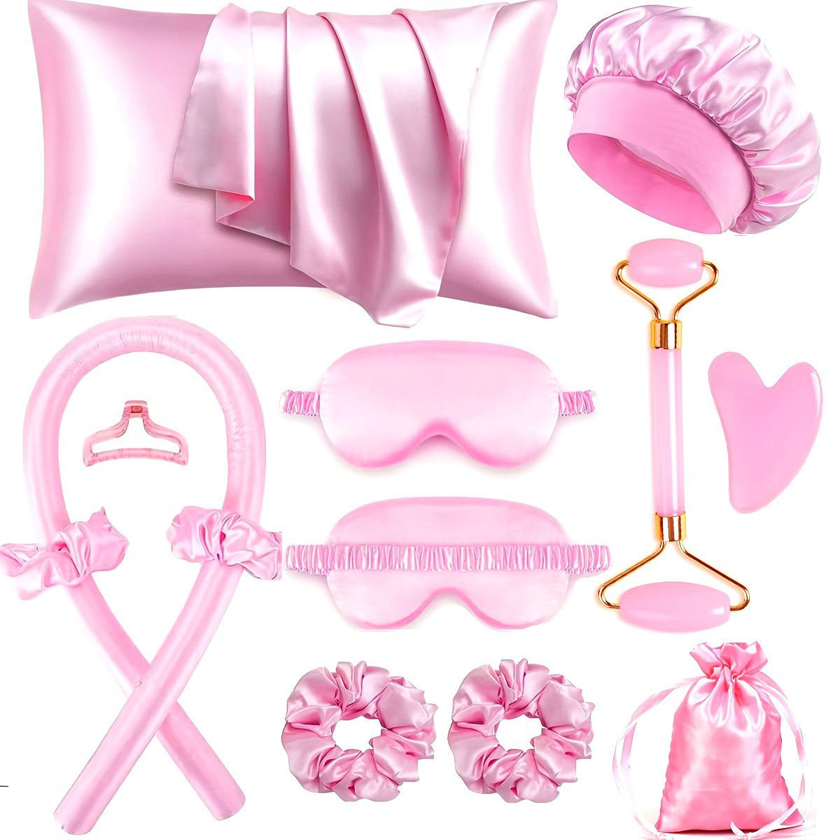 Comercio exterior transfronterizo sin rizador de calor, traje de venta caliente de Amazon, gorras para los ojos, gorros de ducha, sin calor, sin daño, almohada con cremallera individual