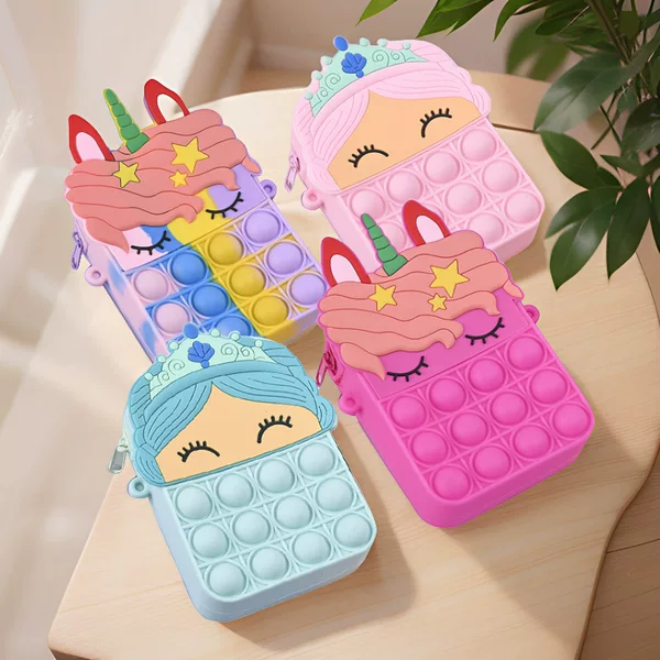 Rodent control pop decompression silicone bag candy color princess children shoulder strap cross-body change storage bag wholesale children's bag