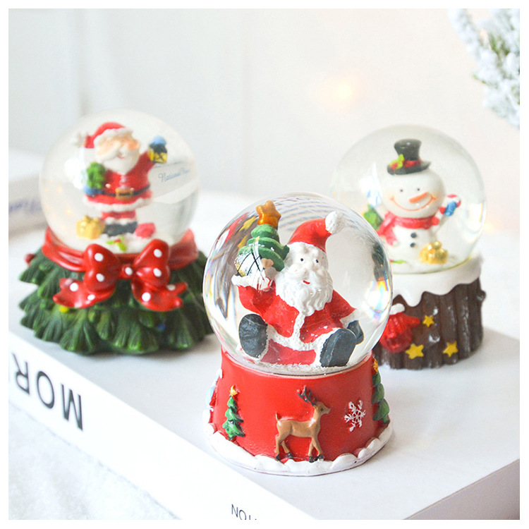  Customized Christmas Music Crystal Ball Ornaments Creative Little Snowman Resin Decoration Snowflake Water Polo Gift Handmade