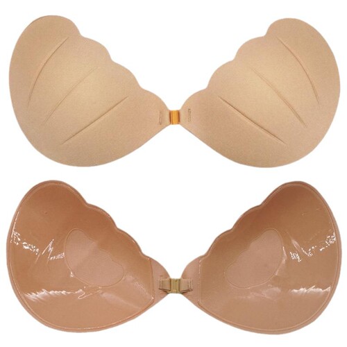 Underwire-free, ultra-thin, one-piece shell invisible solid color wedding bra cups, shaping, natural silicone adhesive nipple pads, strapless
