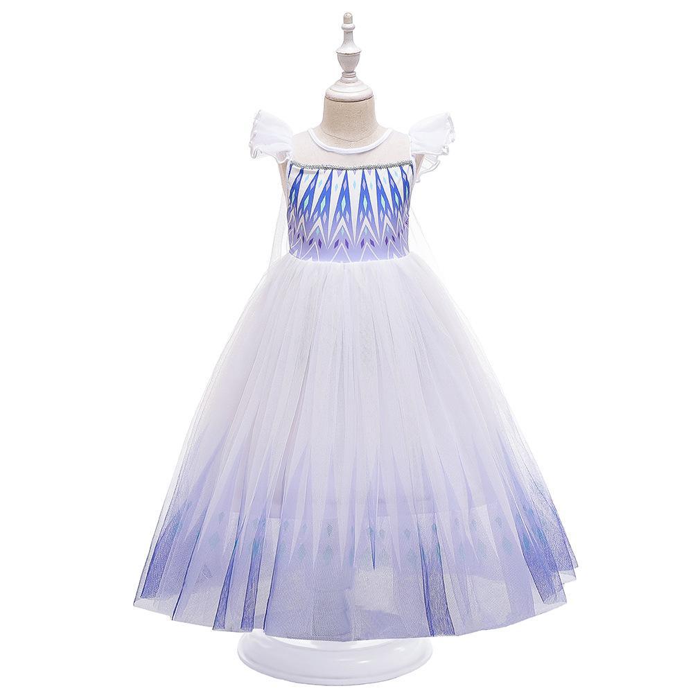 Vestido DE LOS NIÑOS congelados volando manga encaje gradiente volantes mullido princesa vestido Cosplay traje image 7