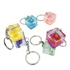 Three dimensional square crystal, pendant, brand keychain