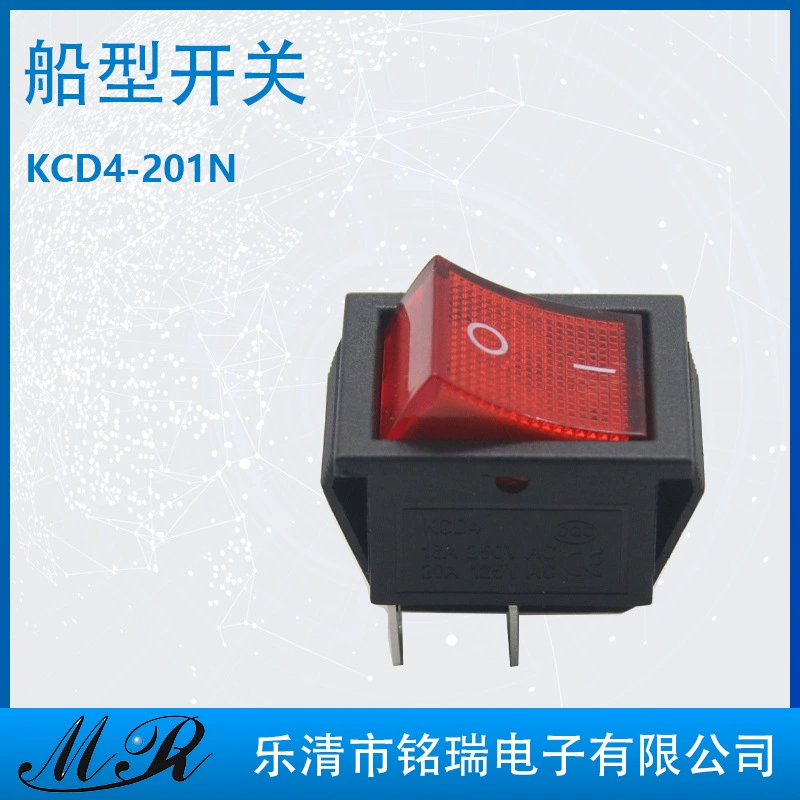 Четырехконтактный цельномедный кулисный переключатель в форме лодки с револьверным светильником, переключатель водяного насоса небольшого оборудования KCD4-201N