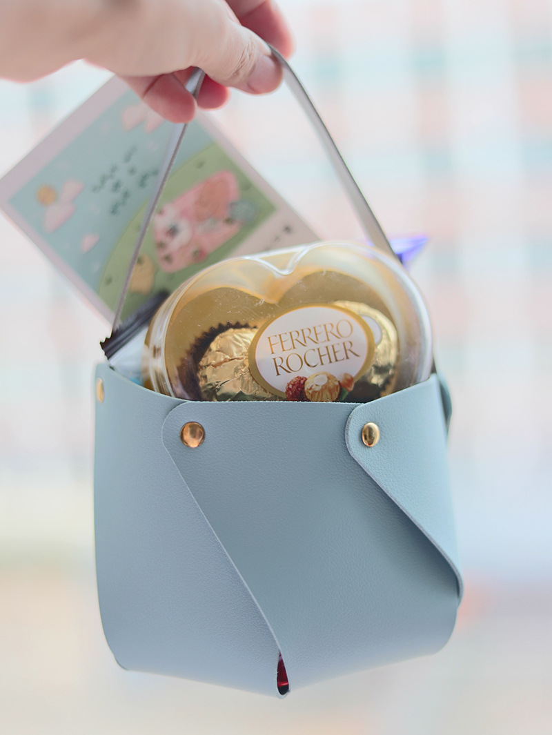 创意时尚皮质零食手提包鲜花包鲜花袋喜糖包婚庆伴手礼袋花店材料