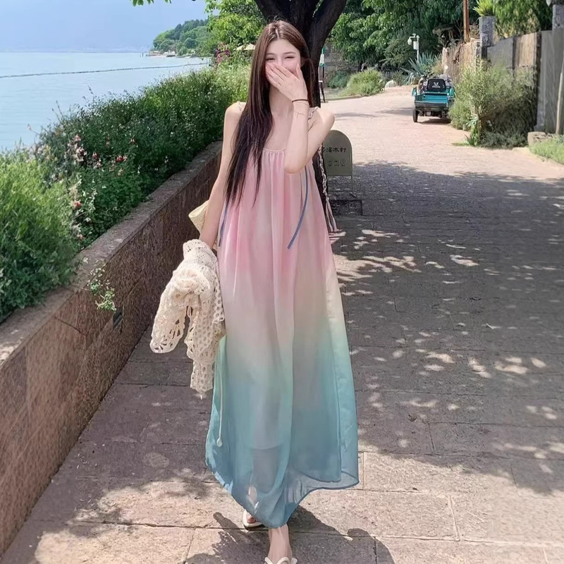 Korean-Style Sweet Gradient Beach-Style Suspender Dress 2026 Summer New Design Seaside Vacation Suspender Dress Korean-Style Sweet Gradient Beach-Style Suspender Dress 2026 Summer New Design Seaside Vacation Suspender Dress