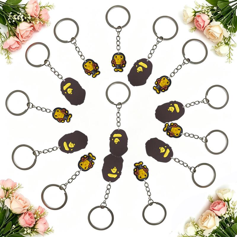 Etsy Trendy Monkey Silver Keychain Key Pendant Bag DIY Decoration Pvc Resin Keychain Cross-Border Hot Sale