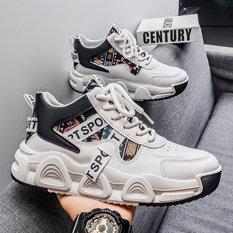 Giày thể thao nam cổ cao thoáng khí đế dày chống trơn kiểu giày bố — D 2635m màu nâu, D2635 trắng đen