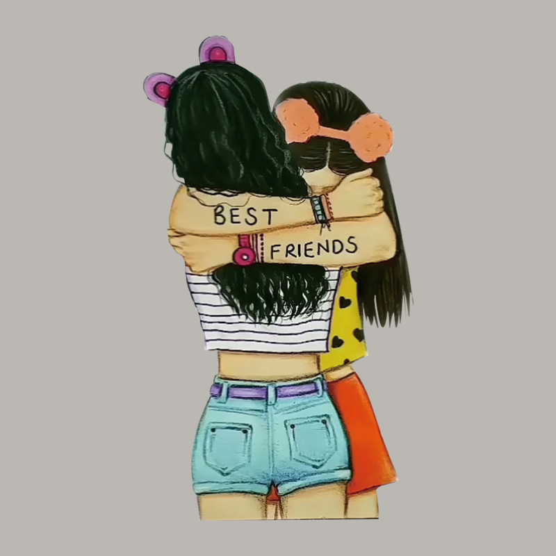 外贸专供最好的朋友服装烫画小女孩图案儿童服装DIY热转印烫画