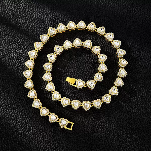 Candy Heart Alloy Cuban Necklace and Bracelet Set Cross-Border European and American Hip Hop Jewelry Chain Hot Selling Accessories