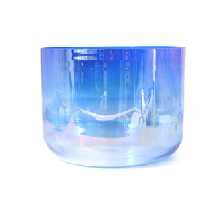 Blue transparent quartz crystal singing bowl song bowl yoga sound therapy percussion instrument Crystal Music Bowl