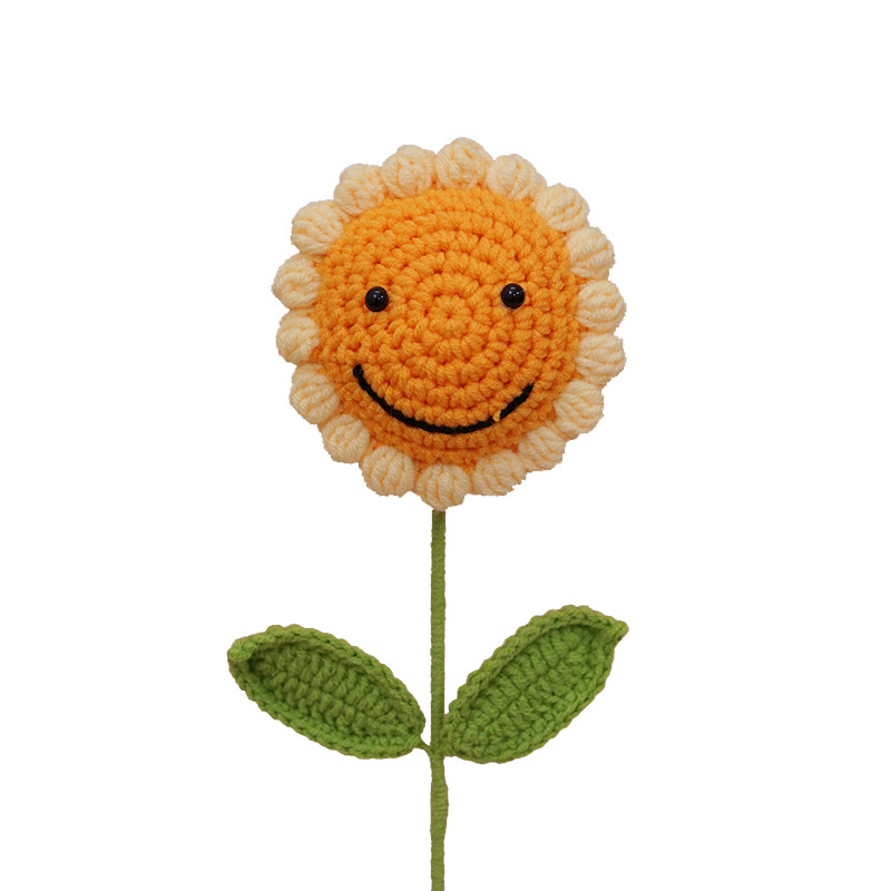 Terminado cara sonriente girasol tejido a mano flor eterna ramo artificial Día del Maestro Día del Niño regalo puesto en el mercado nocturno