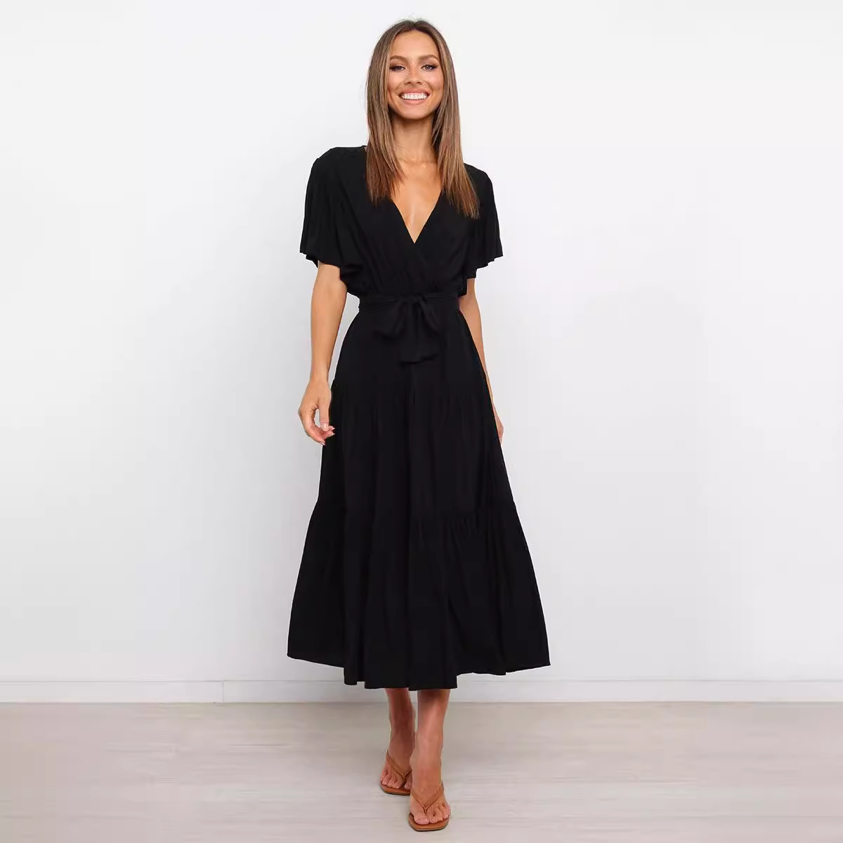 solid long skirt