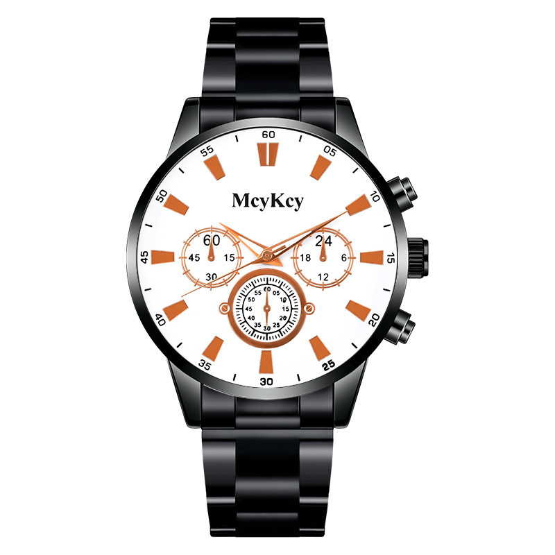 Mode d'affaires nouveau trois yeux Six aiguilles calendrier montre bracelet en acier Style pour hommes_voghion.com