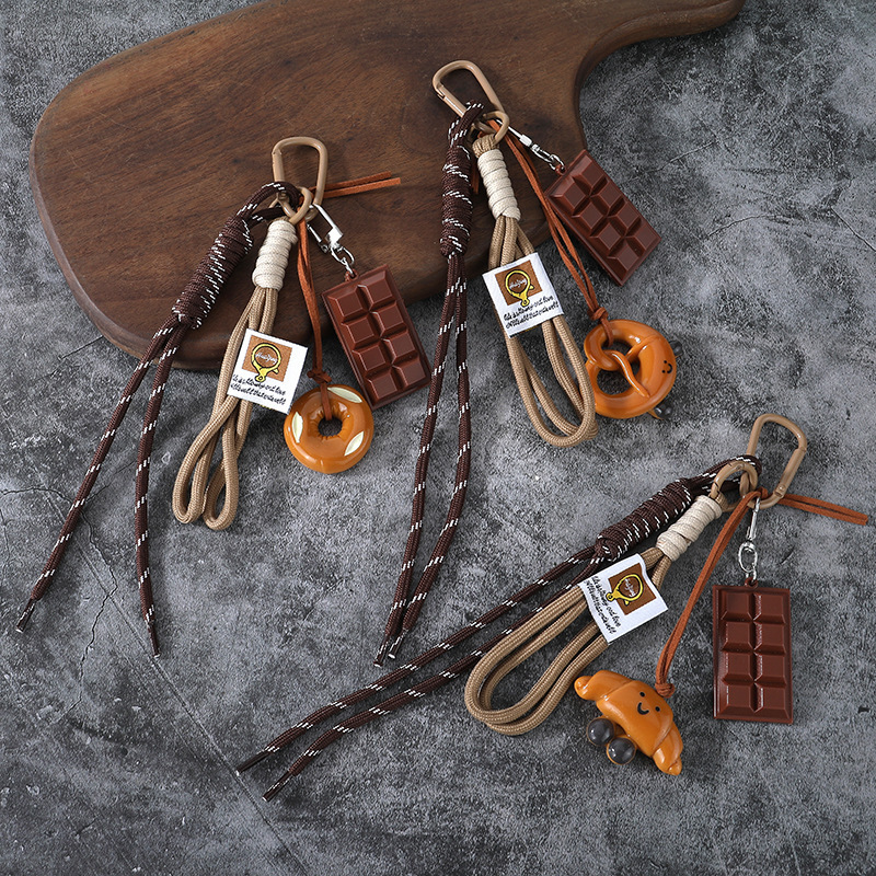 Alkaline Bread Keychain, Maillard-Style Bagel, Alkaline Bread Keychain Small Pendant, Creative and Practical Small Gift