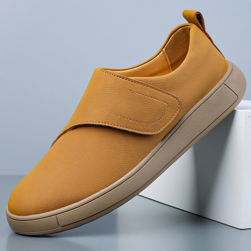 Giày sneaker nam cổ thấp đế bằng, mũi tròn, dây buộc, phong cách thư giãn — Z1210 màu đen, z1210 màu vàng
