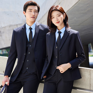 Spring and Autumn new business suit formal wear men's and women's same long-sleeved suit suit slim business wear clerk's work clothes
