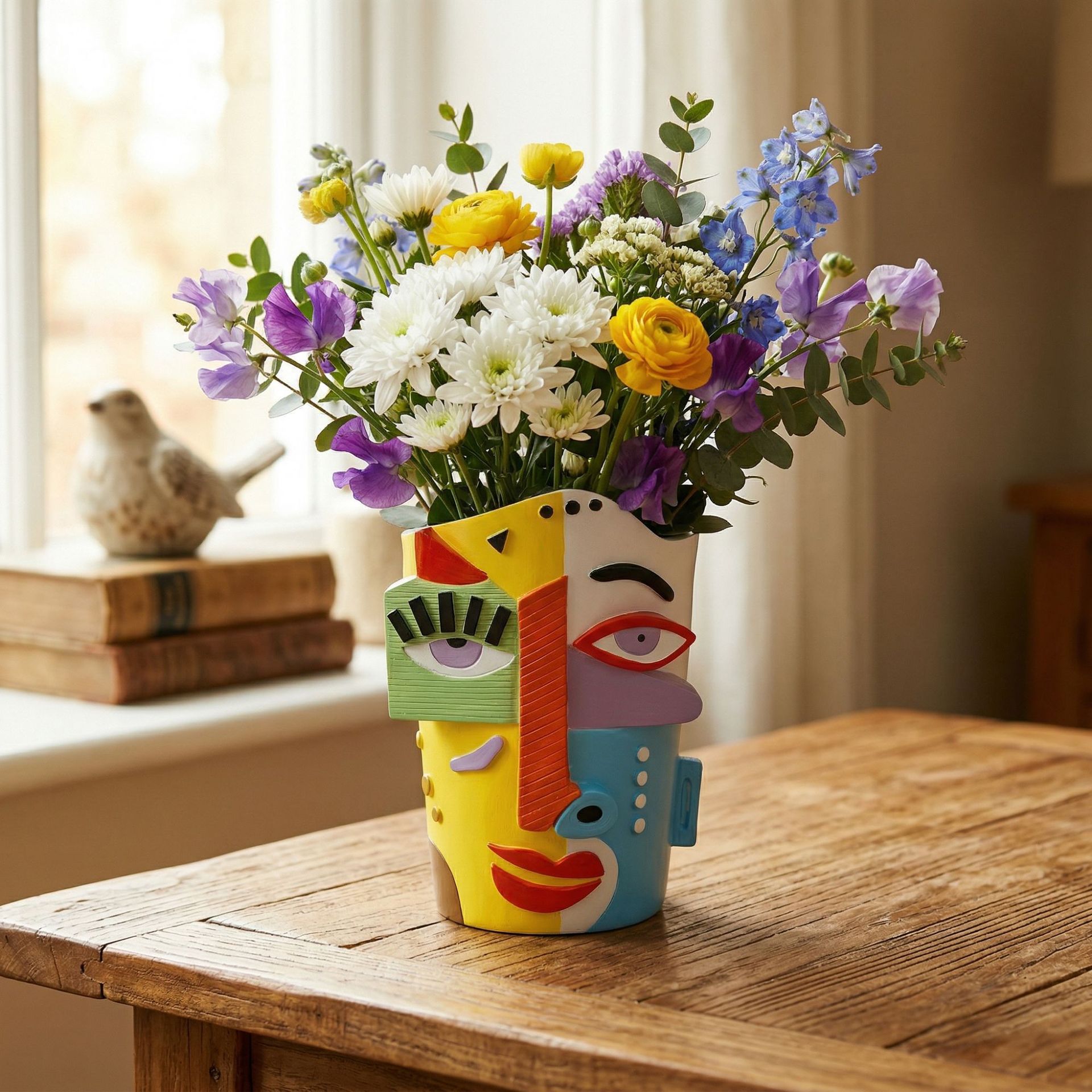 毕加索人脸花盆家居桌面装饰摆件户外花园庭院绿植盆栽树脂工艺品