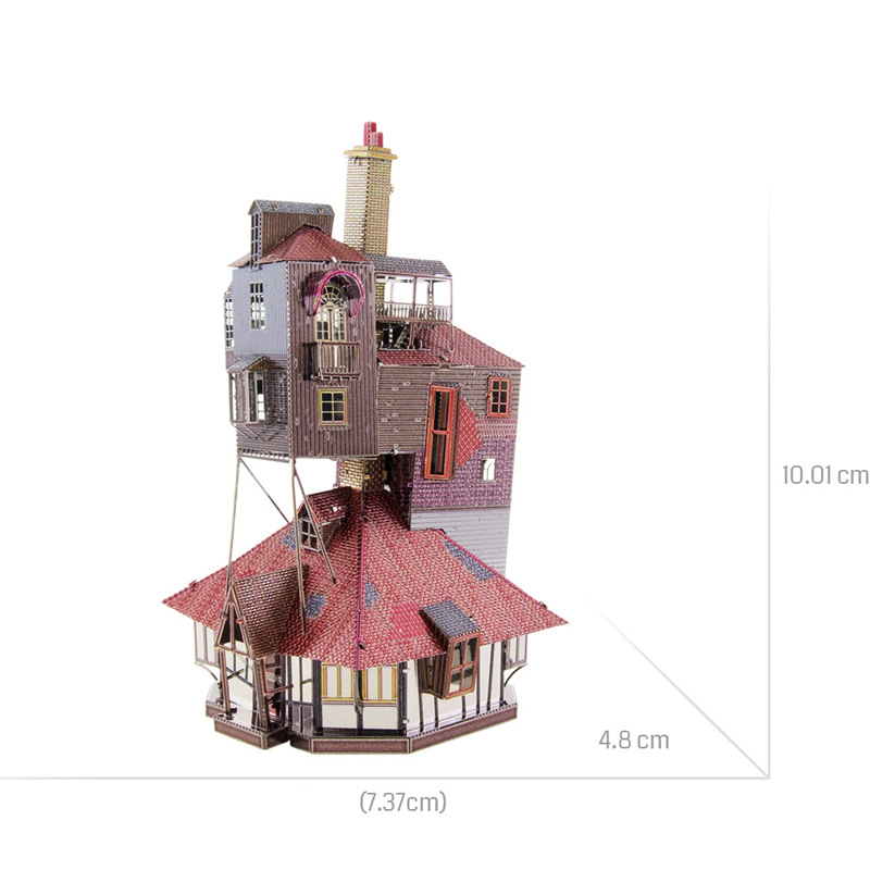 Estatua mágica de acero 3D sin pegamento tridimensional de metal ensamblado modelo de rompecabezas de acero inoxidable Harry Potter Wesley House