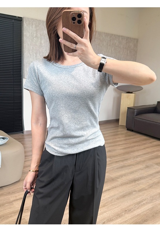 纯色套头素T打底衫女夏秋过渡刚需 舒适棉感基础圆领修身短袖T恤|undefined