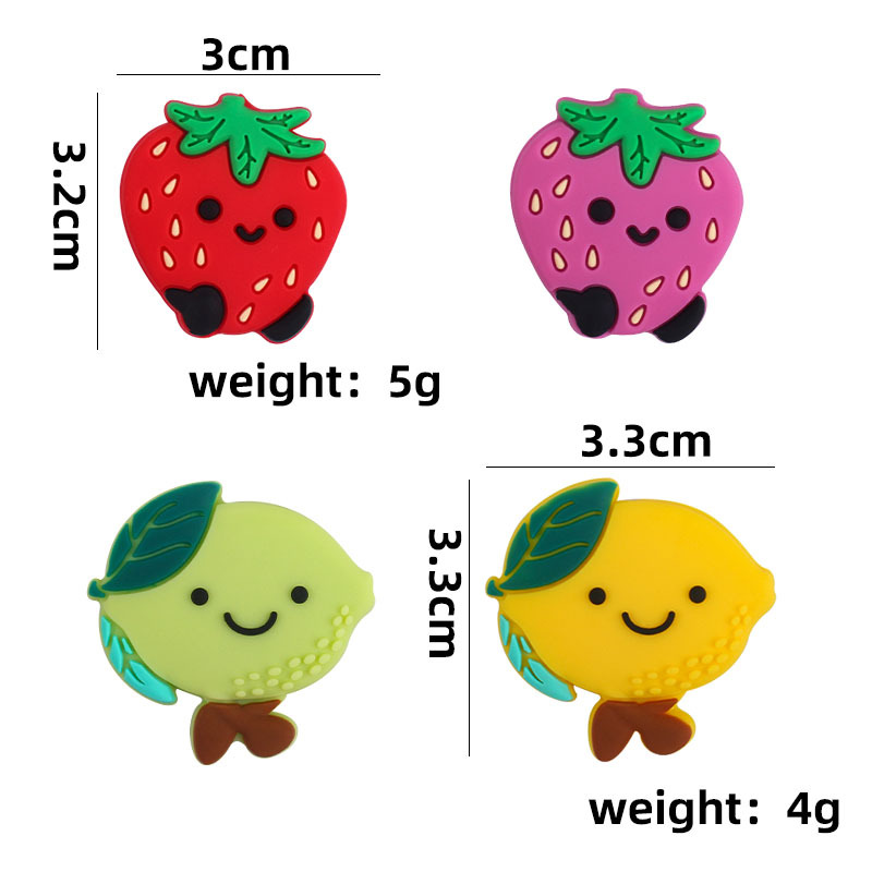 Fábrica directa de calidad alimentaria de silicona fruta fresa limón mordedor perlas DIY accesorios de la joyería bebé molar perlas