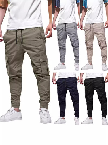 European and American men's multi-pocket drawstring casual Japanese-style work pants for autumn and summer