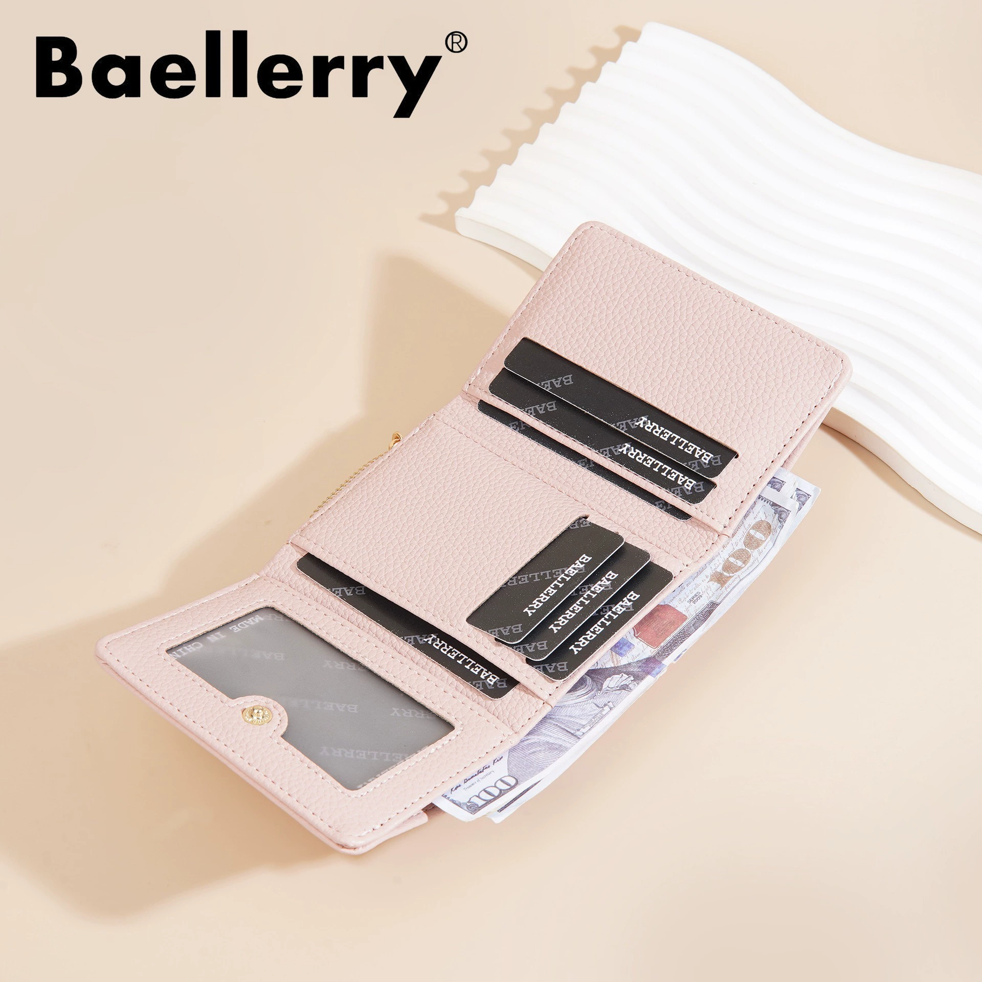 Короткий женский кошелек Baellerry, цепочка с молнией, держатель карт, сумка через плечо, (Cross-border trading), простой и элегантный дизайн