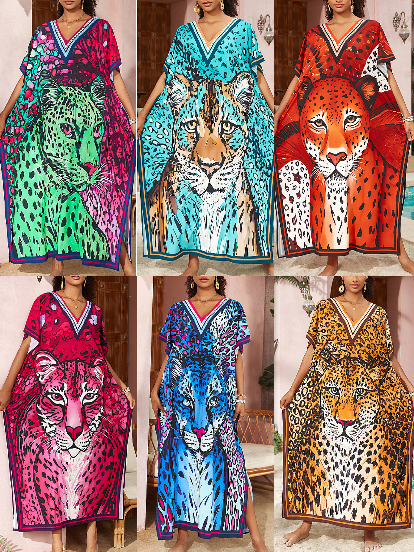 Transfronterizo Europa y América nueva blusa de bikini impresión de posicionamiento cubierta de playa bañador de vacaciones con chal 5D352-1