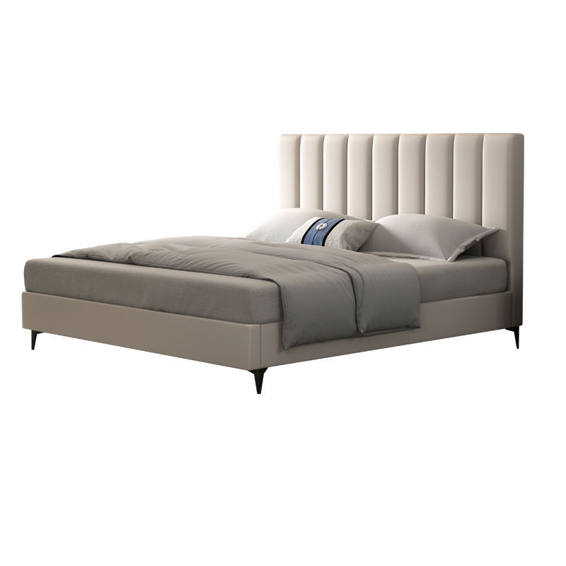 Cama de cuero ligera de lujo italiana cama doble dormitorio principal 1.8m1.5 nórdica moderna simple estructura de presión de aire