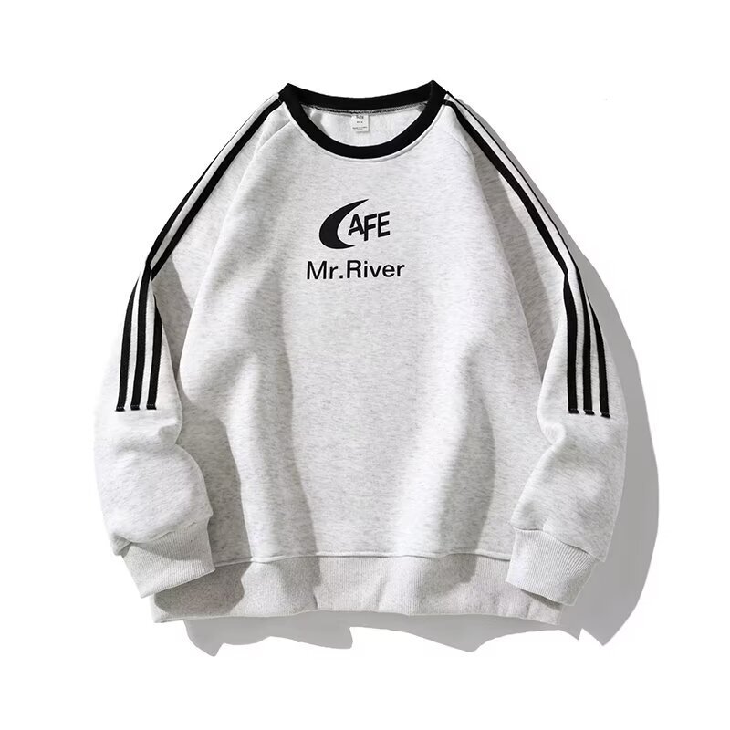 Men's Fleece-Lined Sweatshirt, Cross-Border Foreign Trade Surplus, Men's Sweatshirt with Three-Stripe Patchwork Design, Long-Sleeve Fleece-Lined Sweatshirt for Men Men's Fleece-Lined Sweatshirt, Cross-Border Foreign Trade Surplus, Men's Sweatshirt with Three-Stripe Patchwork Design, Long-Sleeve Fleece-Lined Sweatshirt for Men