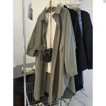 胖mm大码女装中长款宽松长袖衬衫外套女春秋季新款防晒风衣