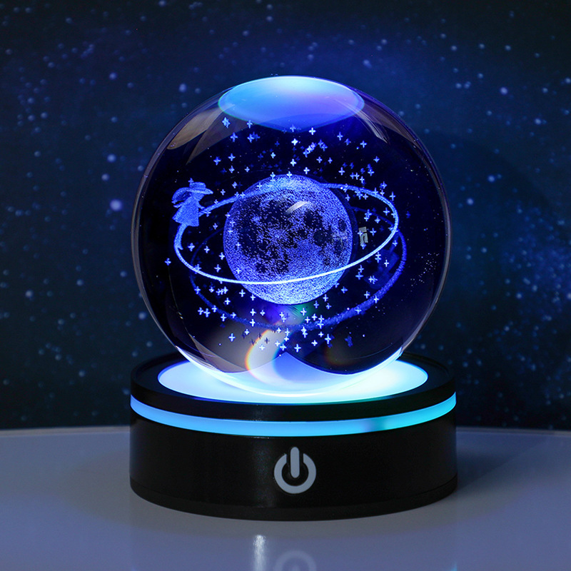 跨境发光银河系星空水晶球小夜灯触摸电池底座创意学生生日礼物|undefined