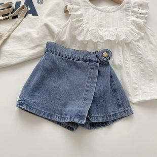 Джинсовая юбка, шорты, дышащая летняя одежда, детские штаны, в западном стиле