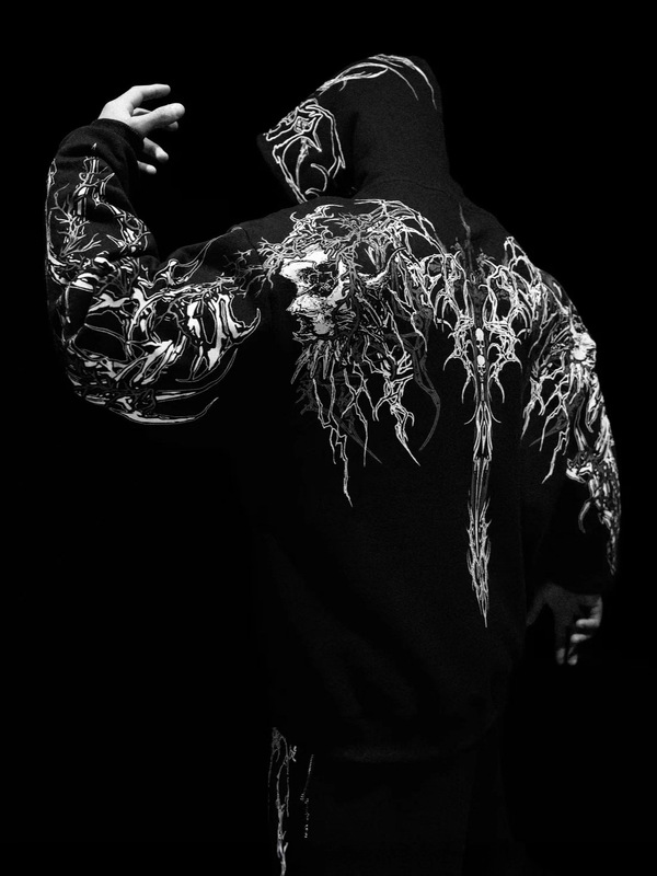 Cross-Border Dark Style Hooded Sweatshirt for Men, European and American Large Size Sweatshirt, Magic Sword Printed Jacket, Retro Street Top, Trendy Cross-Border Dark Style Hooded Sweatshirt for Men, European and American Large Size Sweatshirt, Magic Sword Printed Jacket, Retro Street Top, Trendy
