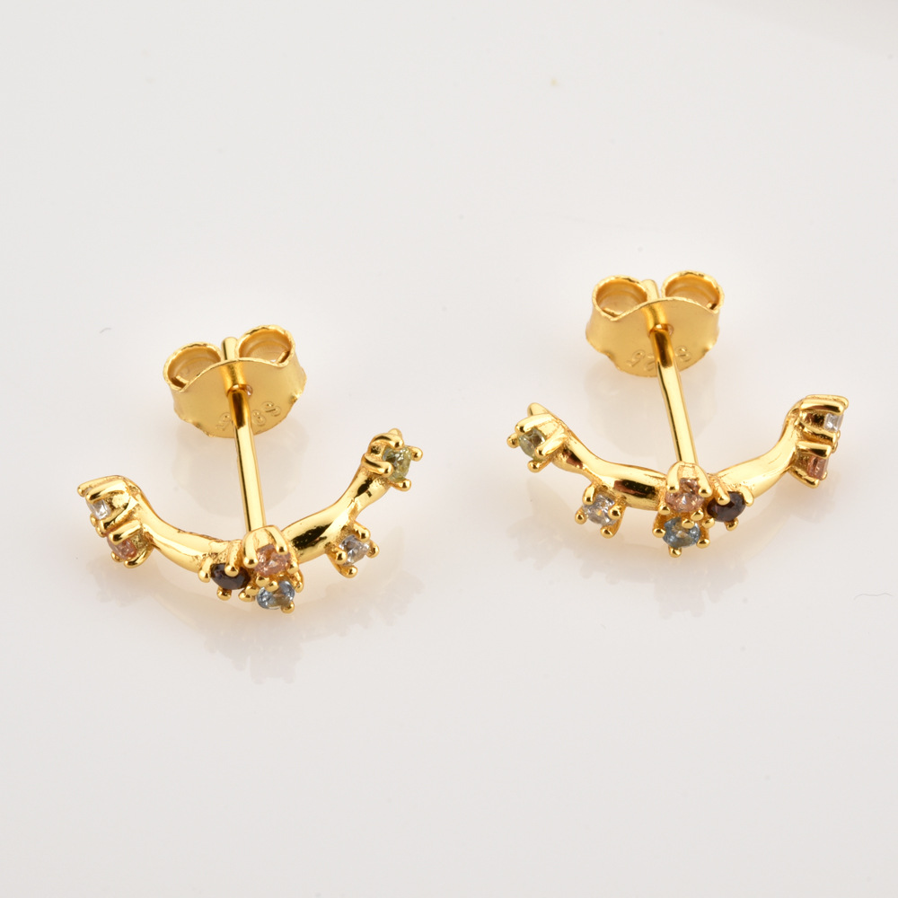 1 Pair Simple Style Geometric Plating Sterling Silver 18k Gold Plated Hoop Earrings Drop Earrings Ear Studs display picture 13