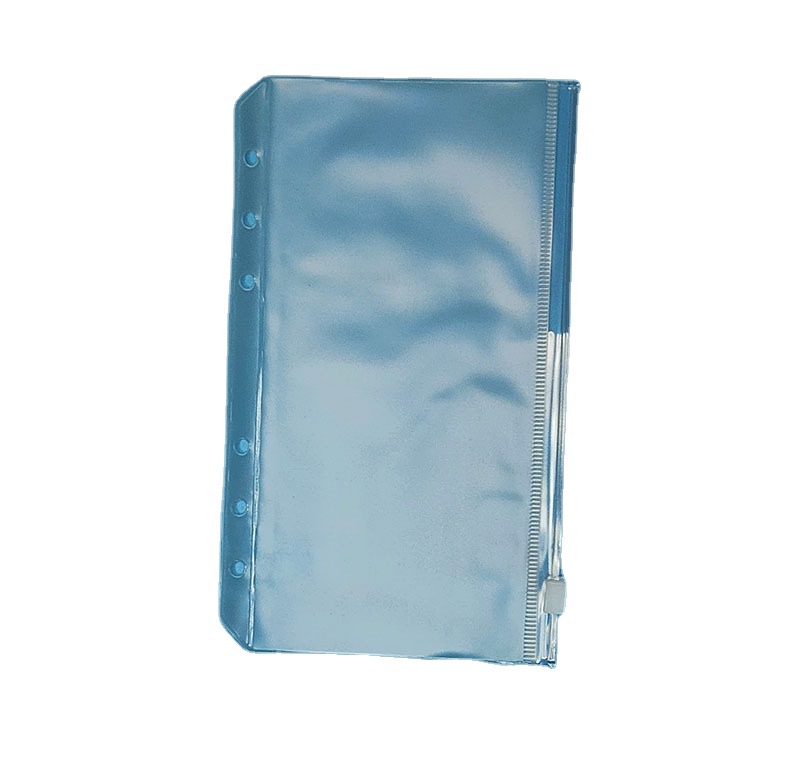 A6 bolsa de almacenamiento con cremallera de hojas sueltas libro de mano de recarga de hojas sueltas de PVC bolso de tarjeta de visita de factura transparente de pvc de 6 agujeros al por mayor