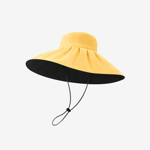 MEETSUNNY Black Vinyl Beach Hat Sun Hat Women Summer UV Protection Wide Brim Face Sunscreen Hat 