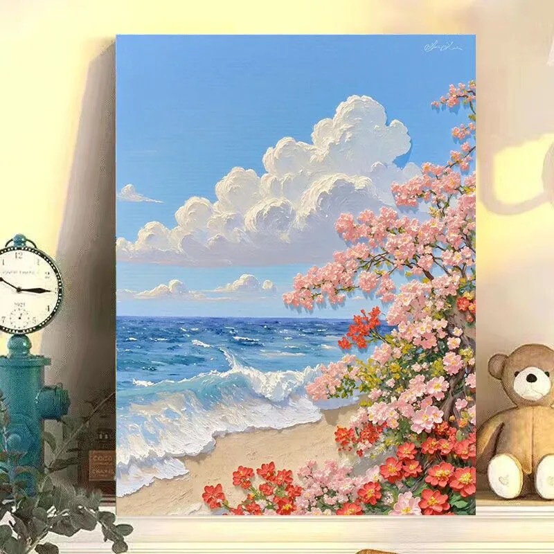 diy数字油画阳光明媚植物花卉自然风光系列手工填色油画装饰画|undefined