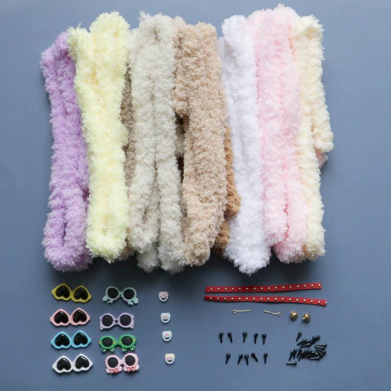 Coral pelusa para niños torsión palo perrito conjunto de muñeca de lana hecha a mano diy material paquete para principiantes muñeca juguete