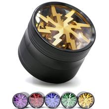 现货透窗八齿闪电磨烟器 63MM四层平板铝合金金属烟磨器 Grinder