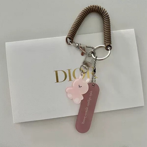 Cute cartoon rabbit Bear Spring rope anti-lost acrylic keychain Net red creative bag pendant small gift Cute cartoon rabbit Bear Spring rope anti-lost acrylic keychain Net red creative bag pendant small gift