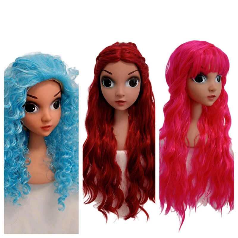 2026 Descendants 5 Starlight Successor Princess Rebel Alliance Red Blue Pink Curly Hair Children's Cos Wig
