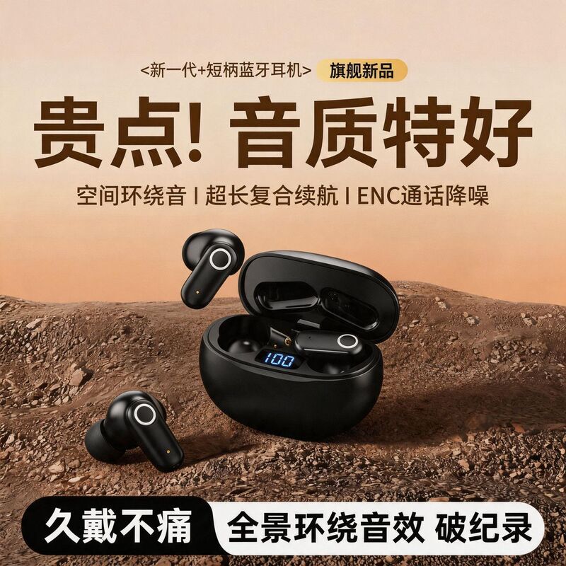 2026 New Cross-Border Model D12 Wireless Bluetooth Earphones with Ultra-Long Battery Life, Noise Reduction, High-Quality Sound, Direct from the Factory, Truly Wireless