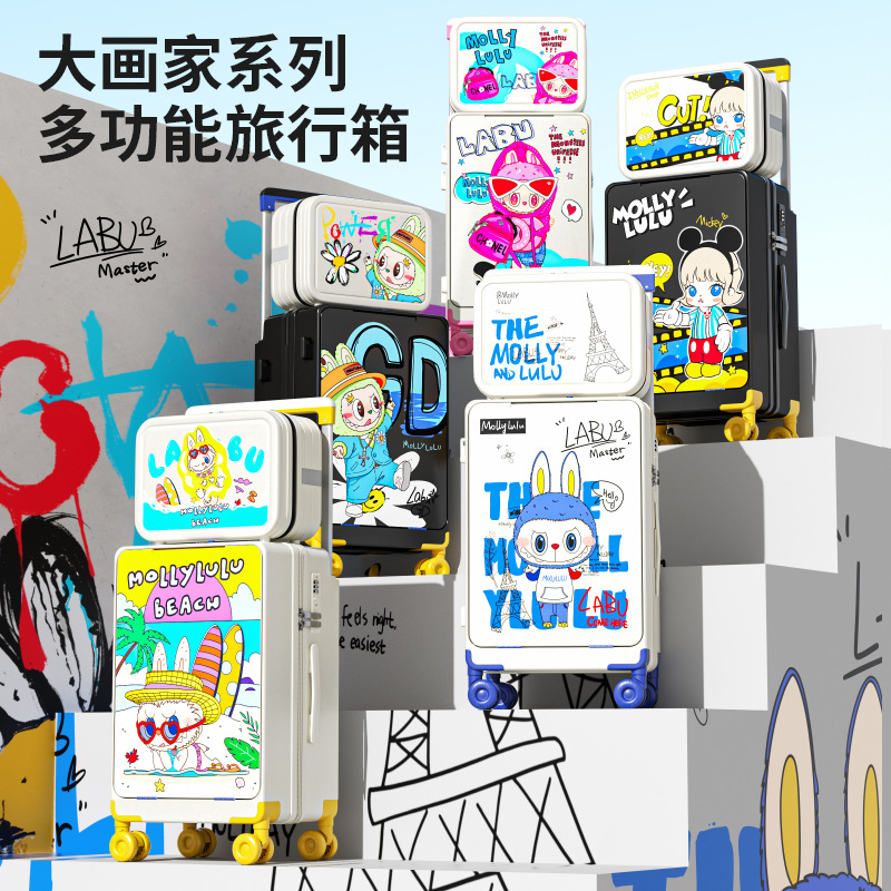 Popular Cartoon Suitcase 20inch Multi-Functional Travel Suitcase Wide Trolley Case Cartoon Student Password Luggage Wholesale