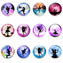 蝴蝶花仙子精靈冰箱貼時光寶石磁性玻璃家居白板貼紙裝飾品25mm