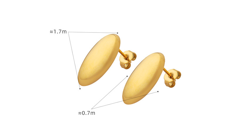 7g Weight Vacuum Plating Gold Plating Process Simple Style Oval 304 Stainless Steel 18K Gold Plated Ear Studs