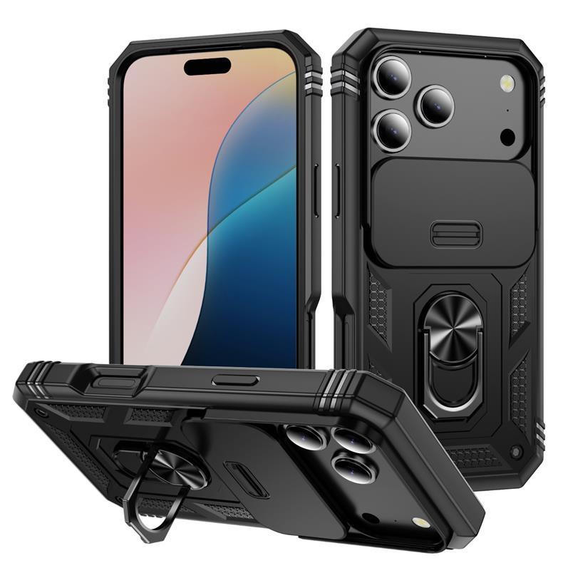 适用iPhone17Pro军事推窗三合一手机壳苹果16指环车载磁吸防摔保