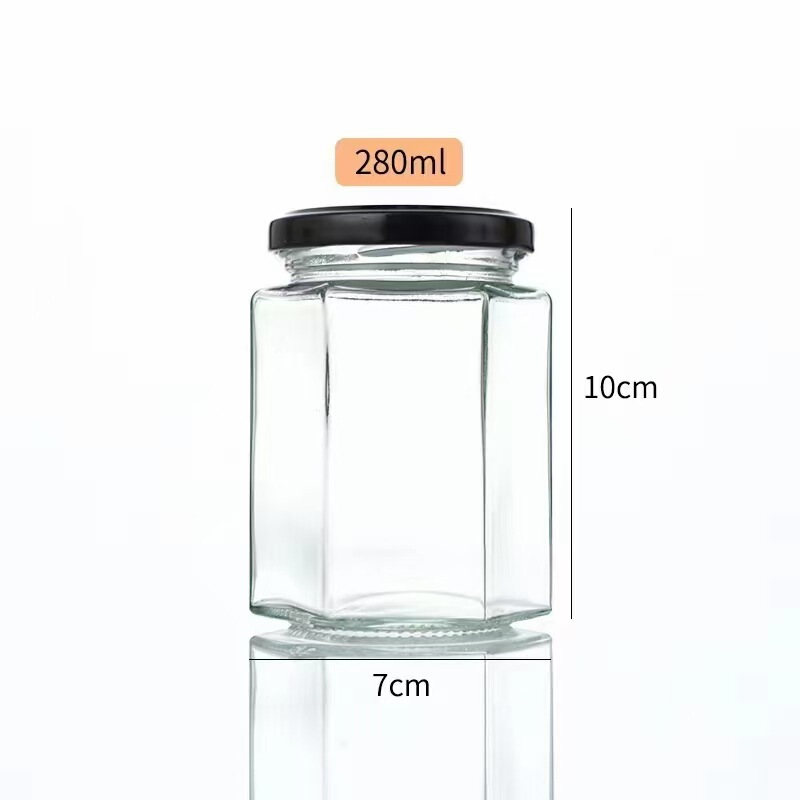 500ml六角形ガラス瓶密封蓋付き包装瓶六角蜂蜜ツバメ瓶セット唐辛子漬物瓶|undefined